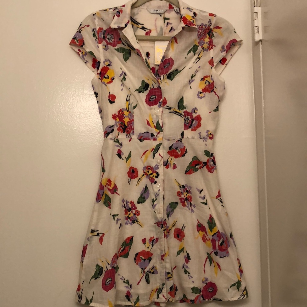 Obey Floral Button Down Dress